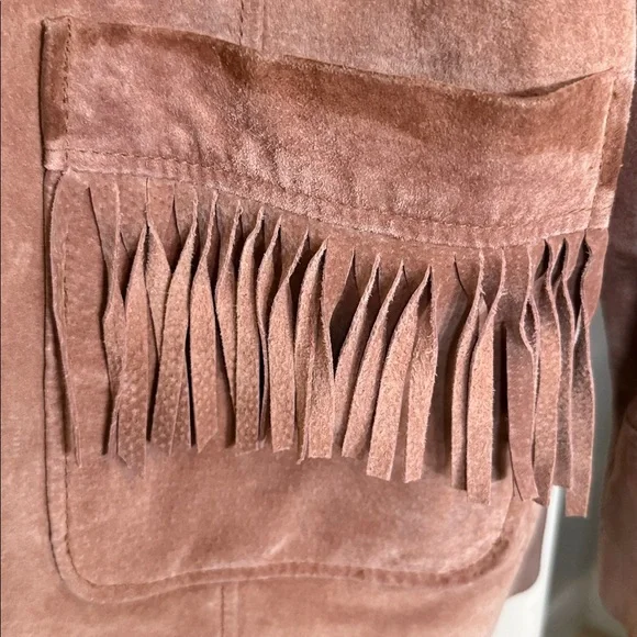 VTG Leather Factory Suede Fringe Jacket Western Cowgirl Boho Rodeo Festival - Picture 10 of 13